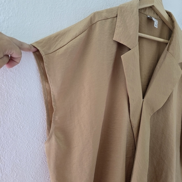 Worthington Tan Cream V Neck Short Sleeve Wrap Shirt Top Blouse Plus 2X - Picture 4 of 11